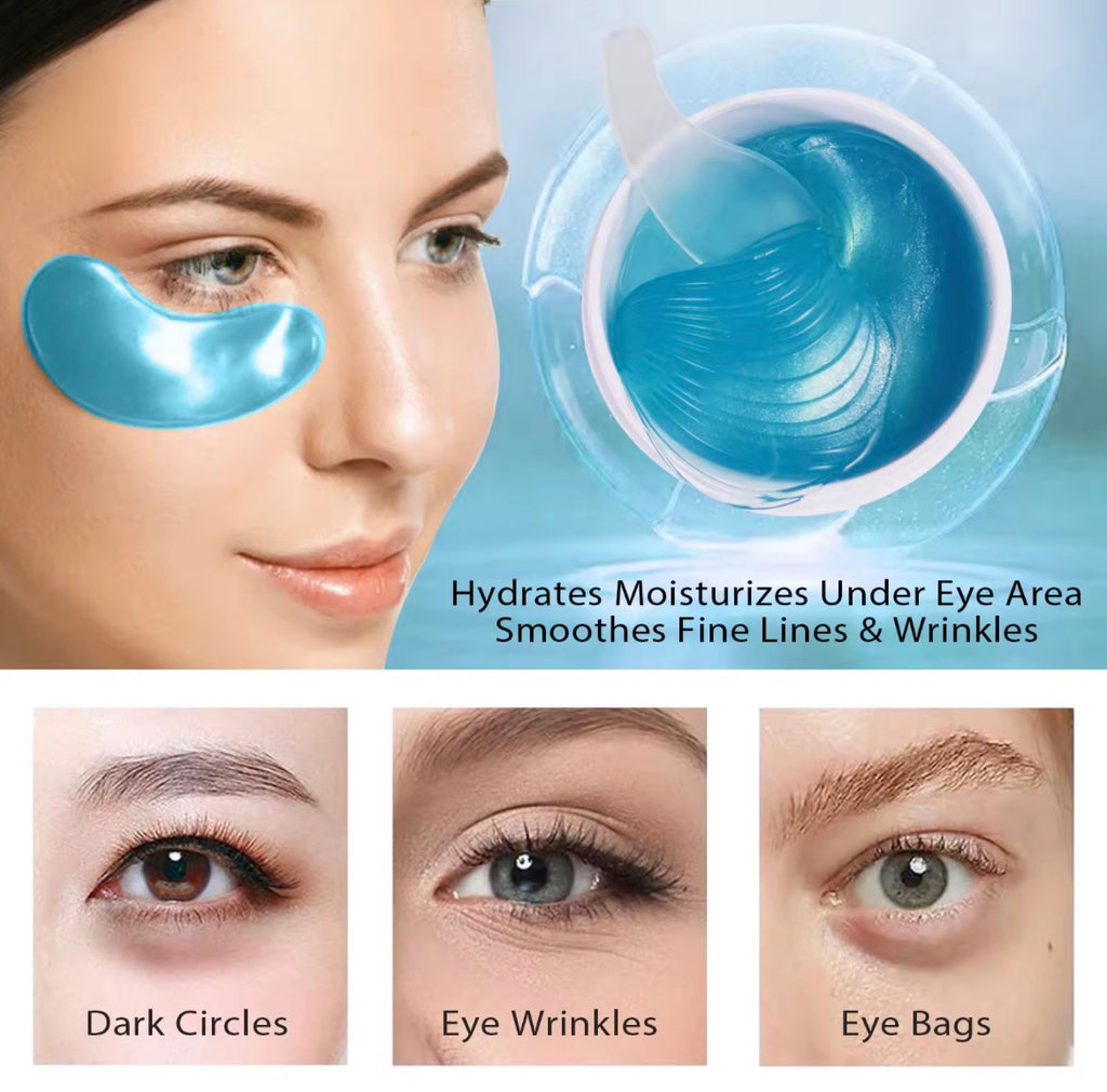 HYDROGEL EYE MASK, 3-CERAMIDE, HYALURONIC ACID, Q10, VITAMIN C, RETINOL.