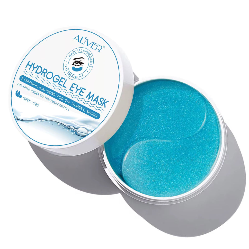 HYDROGEL EYE MASK, 3-CERAMIDE, HYALURONIC ACID, Q10, VITAMIN C, RETINOL.