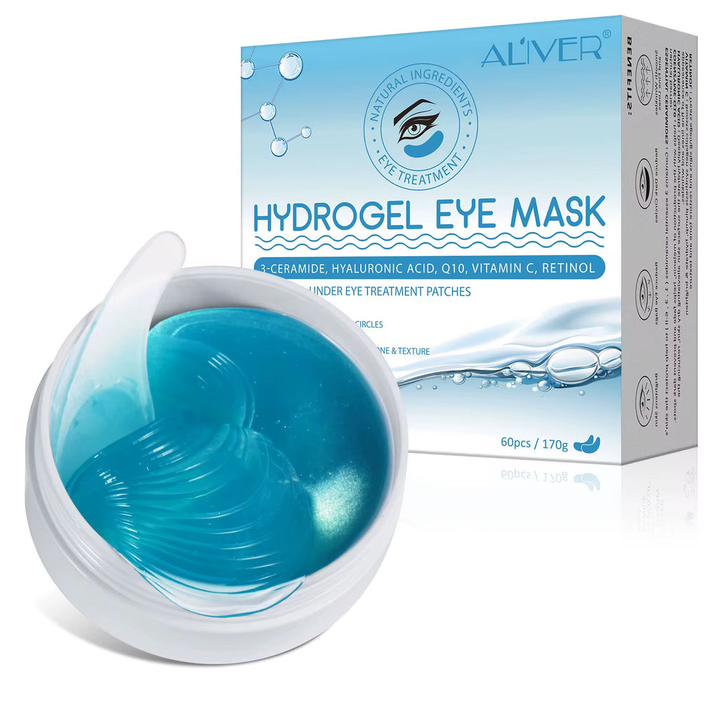 HYDROGEL EYE MASK, 3-CERAMIDE, HYALURONIC ACID, Q10, VITAMIN C, RETINOL.