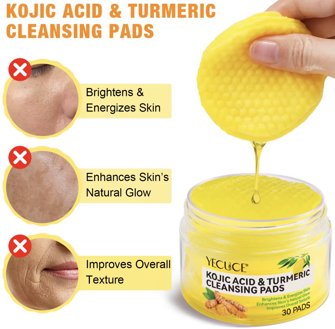 KOJIC ACID & TURMERIC CLEANSING PADS